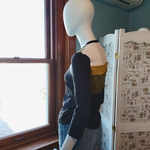 FreePeople Chevron/black top NWT M